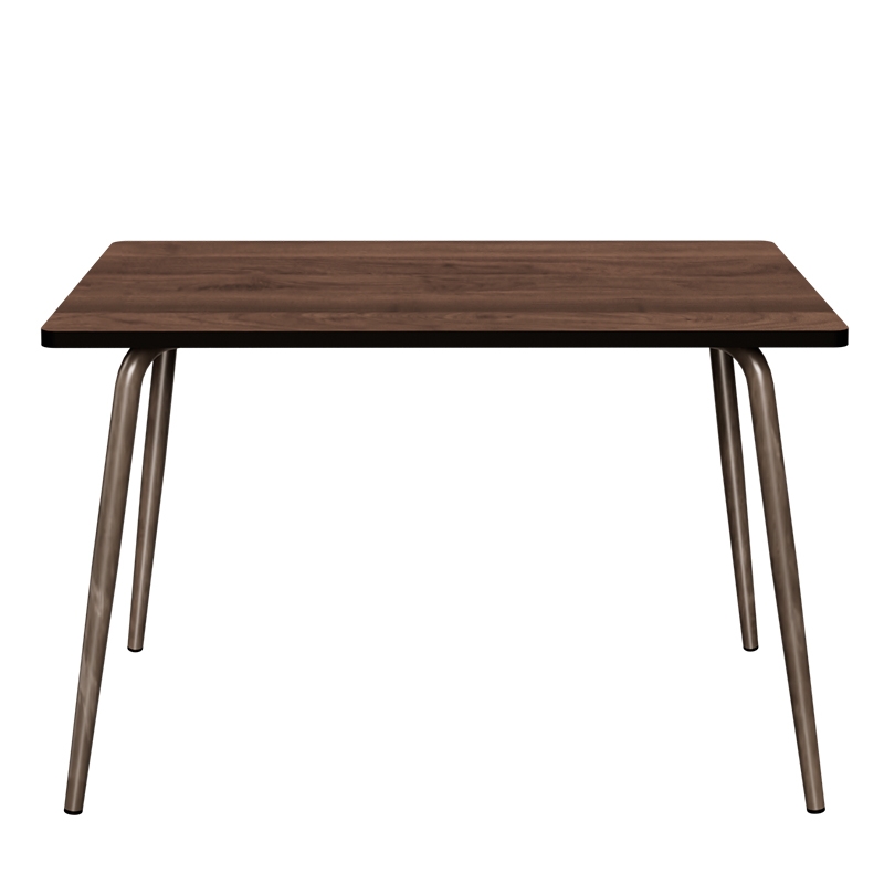 Table Retro Véra 120×70 – imprimé Bois Foncé Pieds Bruts