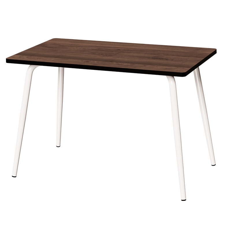 Table Retro Véra 120x70 - imprimé Bois Foncé Pieds Blancs