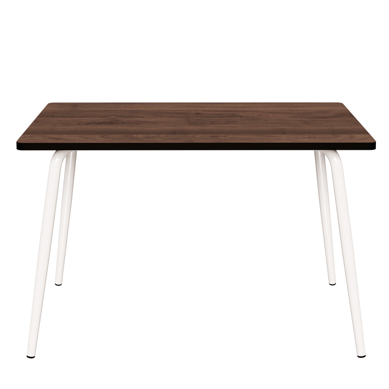 Table Retro Véra 120x70 - imprimé Bois Foncé Pieds Blancs