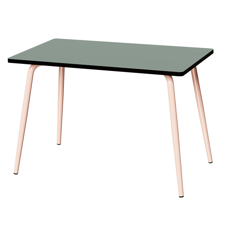 Table Retro Véra 120x70 – uni Kaki - Pieds Rose Poudré