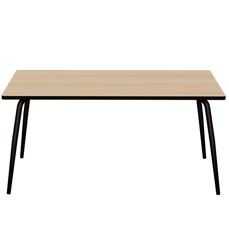 Table Retro Véra Rectangulaire 160×80 – Stratifié imprimé Bois Clair - Pieds Noirs