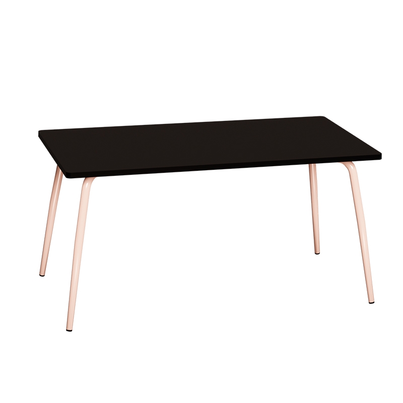 Table Retro Véra Rectangulaire 160x80 – Stratifié Uni Noir - Pieds Rose Poudré