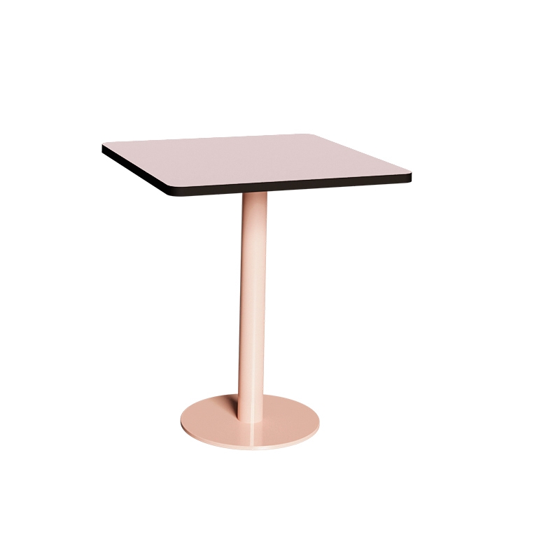 Table Retro Véra - Stratifié Rose Poudré - Pied Central Rose Poudré - 70x70