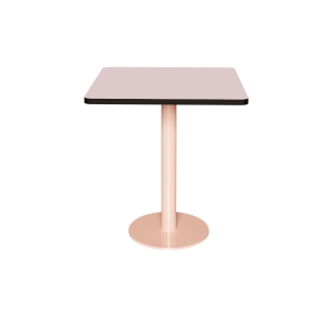Table Retro Véra - Stratifié Rose Poudré - Pied Central Rose Poudré - 70x70