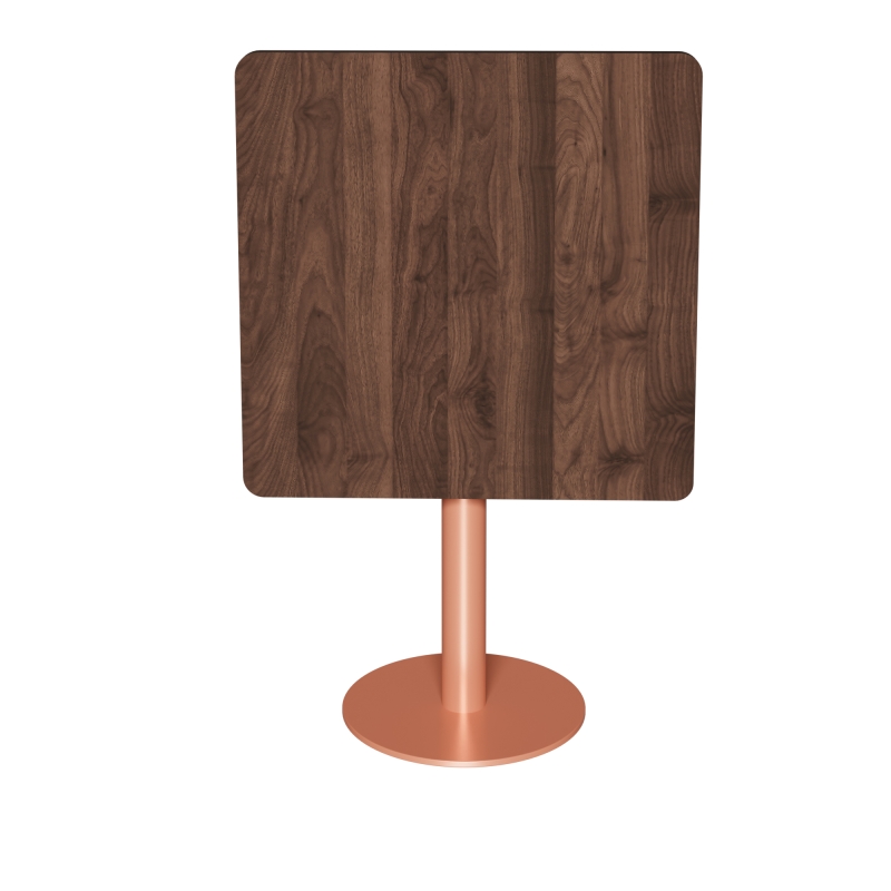 Table rabattable Albertine - Stratifié Imprimé Bois Foncé - Pied Terracotta