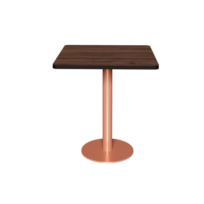 Table rabattable Albertine - Stratifié Imprimé Bois Foncé - Pied Terracotta