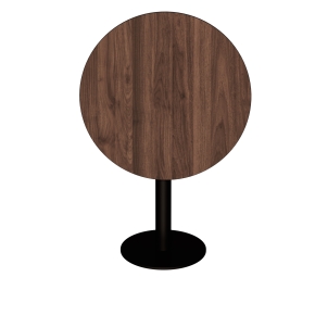Table ronde rabattable Albertine - Stratifié Imprimé Bois Foncé - Pied Noir