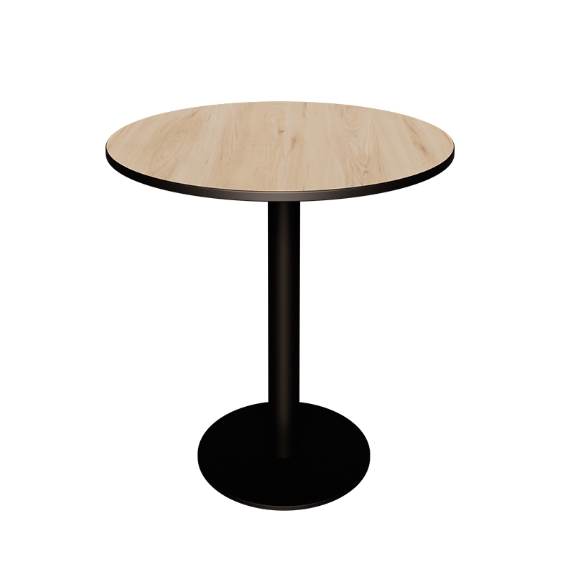 Table ronde rabattable Albertine - Stratifié Imprimé Bois Clair - Pied Noir