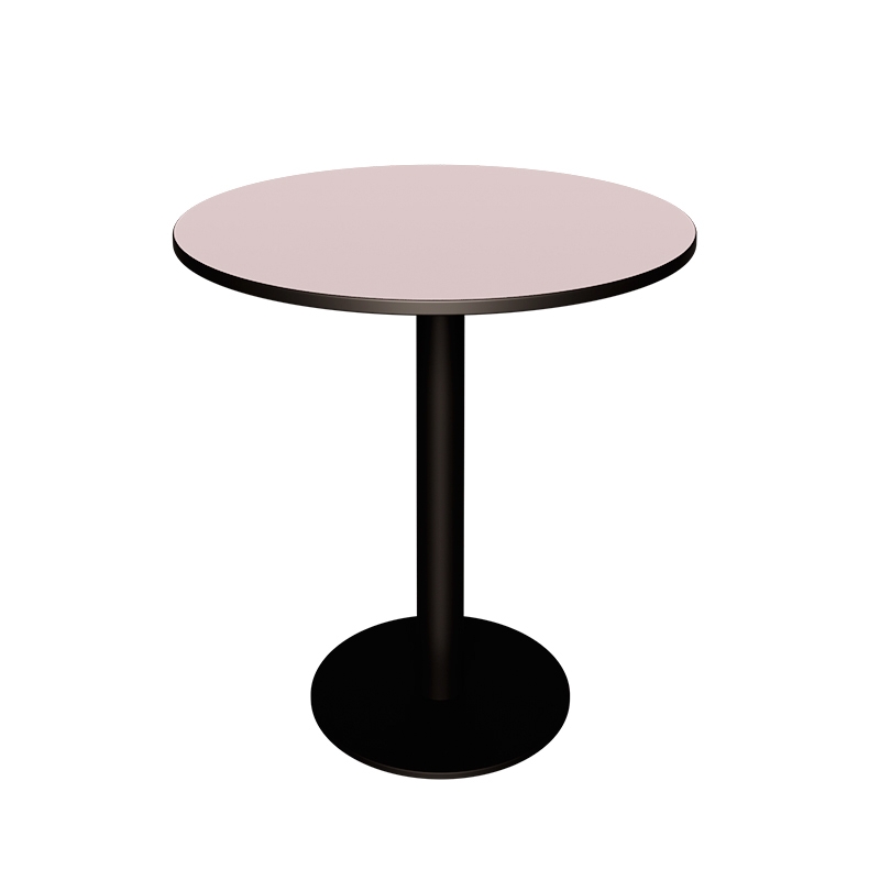 Table ronde rabattable Albertine - Stratifié Uni Rose Poudré - Pied Noir