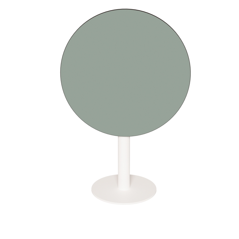 Table ronde rabattable Albertine - Stratifié Uni Kaki - Pied Blanc