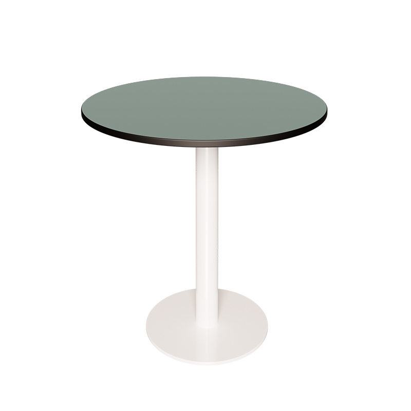 Table ronde rabattable Albertine - Stratifié Uni Kaki - Pied Blanc