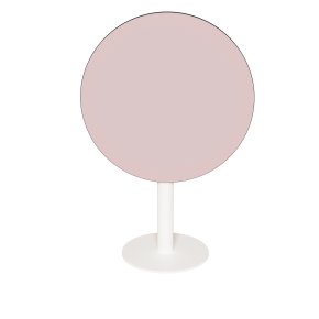 Table ronde rabattable Albertine - Stratifié Uni Rose Poudré - Pied Blanc
