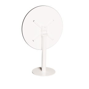 Table ronde rabattable Albertine - Stratifié Uni Rose Poudré - Pied Blanc