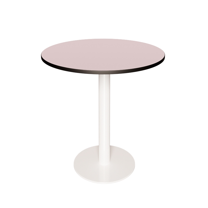 Table ronde rabattable Albertine - Stratifié Uni Rose Poudré - Pied Blanc