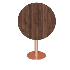 Table ronde rabattable Albertine - Stratifié Imprimé Bois Foncé - Pied Terracotta