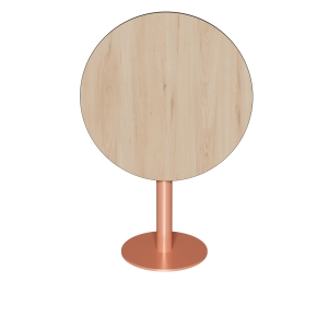Table ronde rabattable Albertine - Stratifié Imprimé Bois Clair - Pied Terracotta
