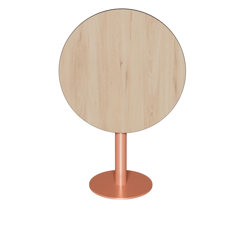 Table ronde rabattable Albertine - Stratifié Imprimé Bois Clair - Pied Terracotta