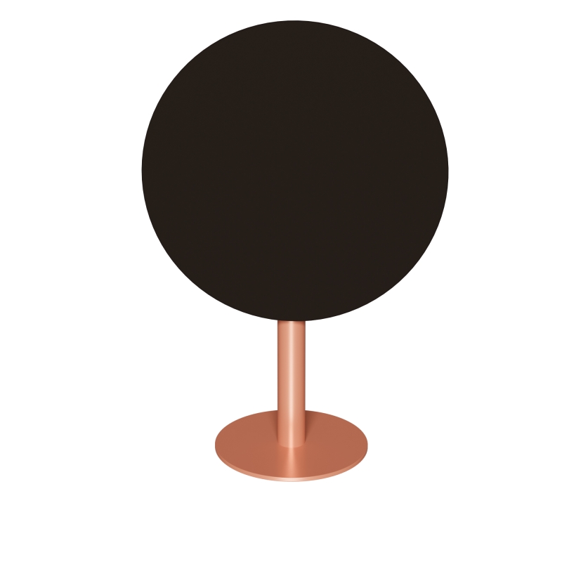 Table ronde rabattable Albertine - Stratifié Uni Noir - Pied Terracotta