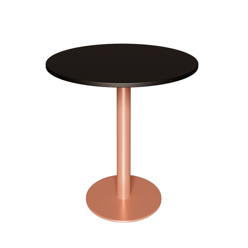 Table ronde rabattable Albertine - Stratifié Uni Noir - Pied Terracotta