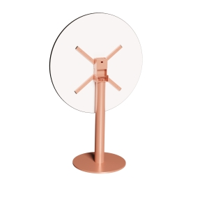 Table ronde rabattable Albertine - Stratifié Uni Rose Poudré - Pied Terracotta