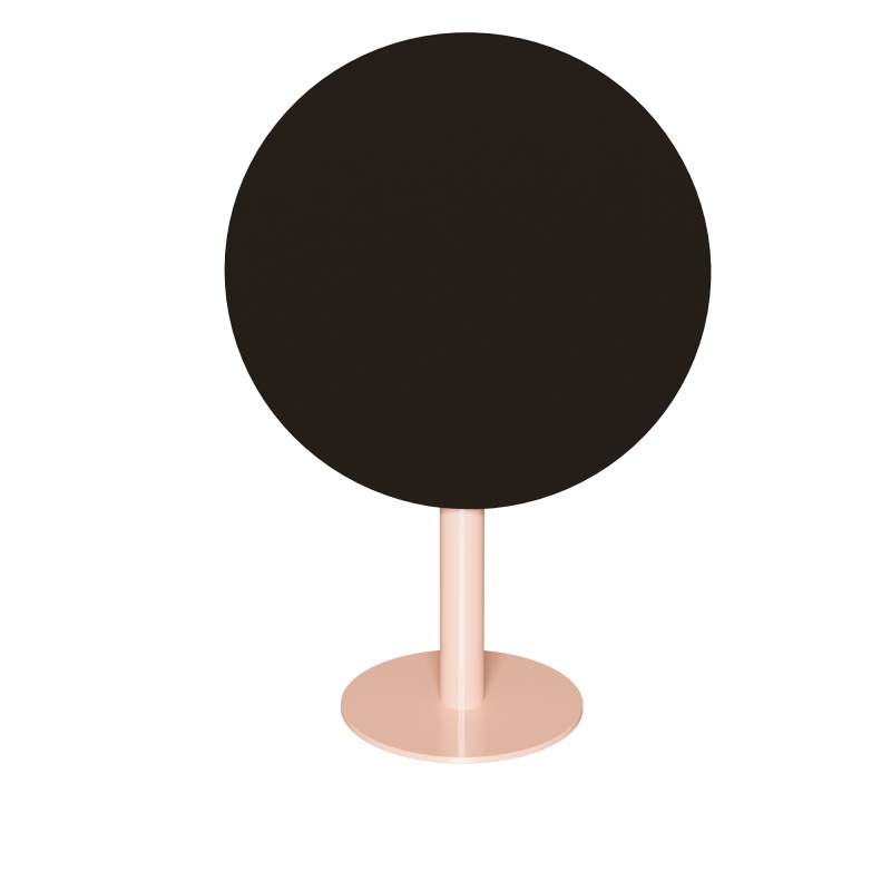 Table ronde rabattable Albertine - Stratifié Uni Noir - Pied Rose Poudré