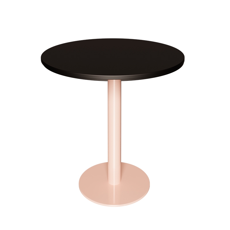Table ronde rabattable Albertine - Stratifié Uni Noir - Pied Rose Poudré