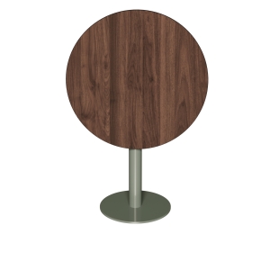 Table ronde rabattable Albertine - Stratifié Imprimé Bois Foncé - Pied Kaki