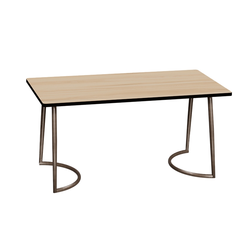 Table Retro Amiel 160x80 - Stratifié Imprimé Bois clair - Pieds Bruts