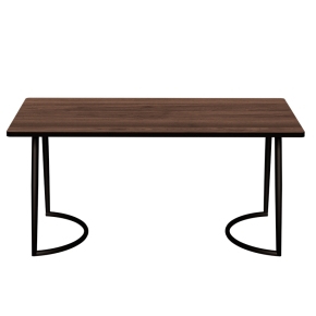 Table Retro Amiel 160x80 - Stratifié Imprimé Bois foncé - Pieds Noirs