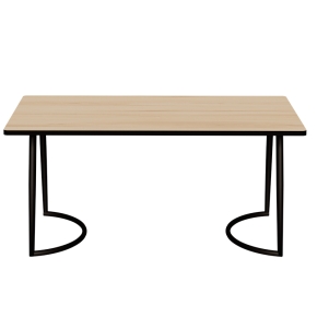 Table Retro Amiel 160x80 - Stratifié Imprimé Bois clair - Pieds Noirs