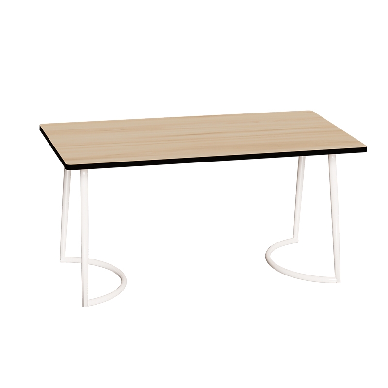 Table Retro Amiel 160x80 - Stratifié Imprimé Bois Clair - Pieds Blancs