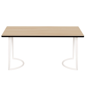 Table Retro Amiel 160x80 - Stratifié Imprimé Bois Clair - Pieds Blancs