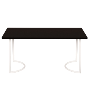 Table Retro Amiel 160x80 - Stratifié Uni Noir - Pieds Blancs
