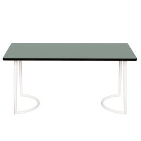Table Retro Amiel 160x80 - Stratifié Uni Kaki - Pieds Blancs