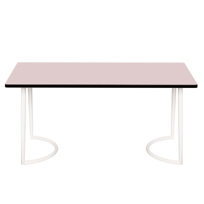 Table Retro Amiel 160x80 - Stratifié Uni Rose Poudré - Pieds Blancs