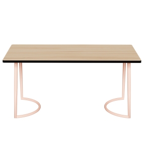 Table Retro Amiel 160x80 - Stratifié Uni Bois clair - Pieds Rose Poudré