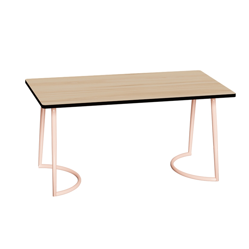 Table Retro Amiel 160x80 - Stratifié Uni Bois clair - Pieds Rose Poudré