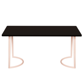 Table Retro Amiel 160x80 - Stratifié Uni Noir - Pieds Rose Poudré
