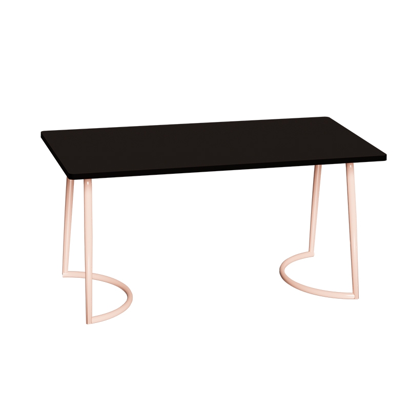 Table Retro Amiel 160x80 - Stratifié Uni Noir - Pieds Rose Poudré