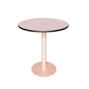 Table Ronde Léon – Stratifié Rose Poudré - Pied central Rose Poudré