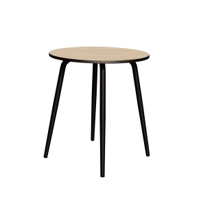 Table Ronde Léon – Imprimé Bois Clair - Pieds Noirs - Ø 75 cm