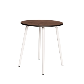 Table Ronde Léon – Stratifié imprimé Bois Foncé - Pieds Blancs - Ø 75 cm