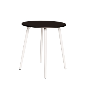 Table Ronde Léon – Stratifié uni Noir - Pieds Blancs - Ø 75 cm