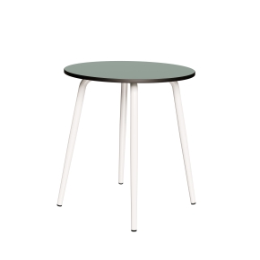 Table Ronde Léon – Stratifié uni Kaki - Pieds Blancs - Ø 75 cm