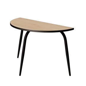 Table Demi-Lune Paloma H75 cm - Imprimé Bois Clair - Pieds Noirs