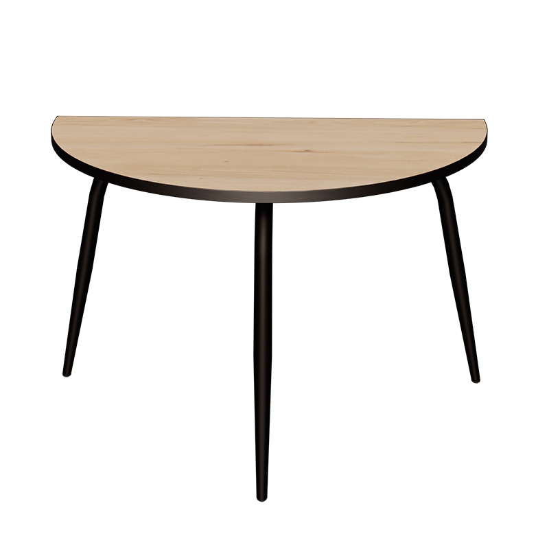 Table Demi-Lune Paloma H75 cm - Imprimé Bois Clair - Pieds Noirs