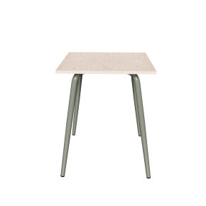 Table en Plastique Recyclé Beige - Pieds Kaki - 65x60