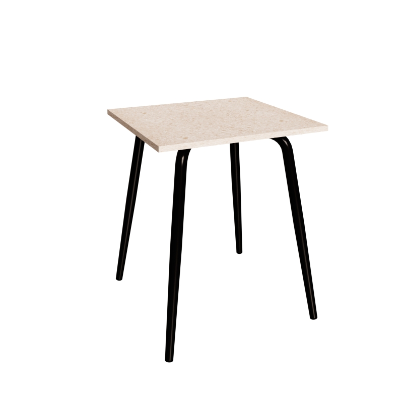 Table en Plastique Recyclé Beige - Pieds Noirs - 65x60