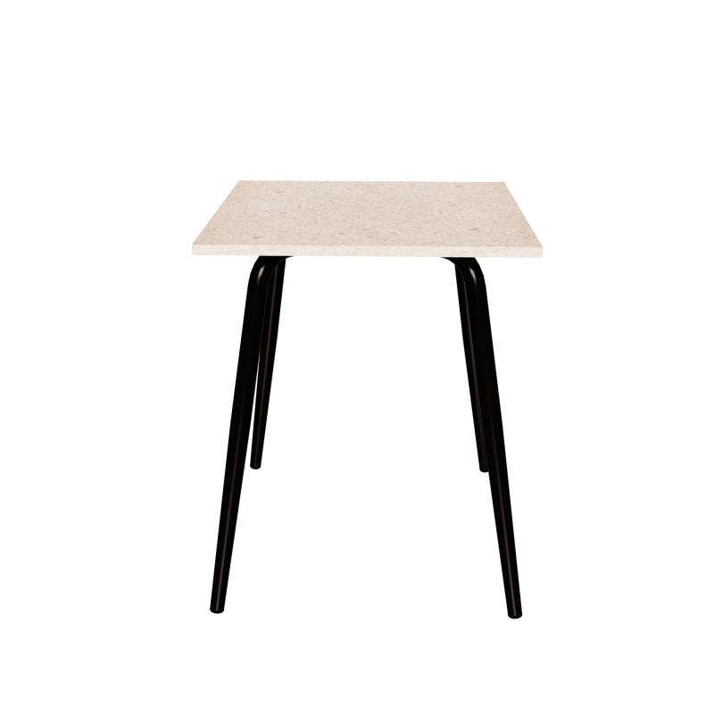 Table en Plastique Recyclé Beige - Pieds Noirs - 65x60