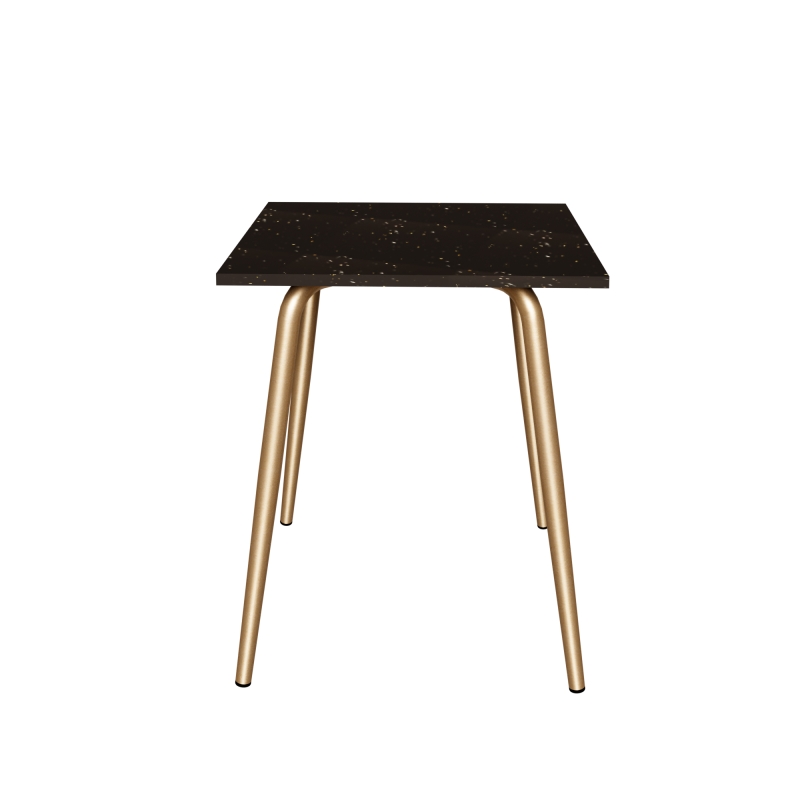 Table en Plastique Recyclé Impact Noir - Pieds Dorés - 65x60